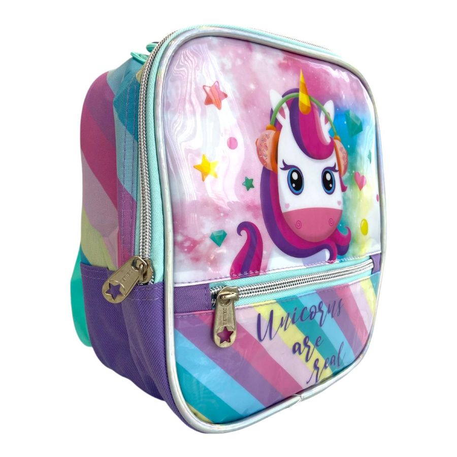 Kit Mochila Rodinhas infantil Unicórnio Colorido Pop It