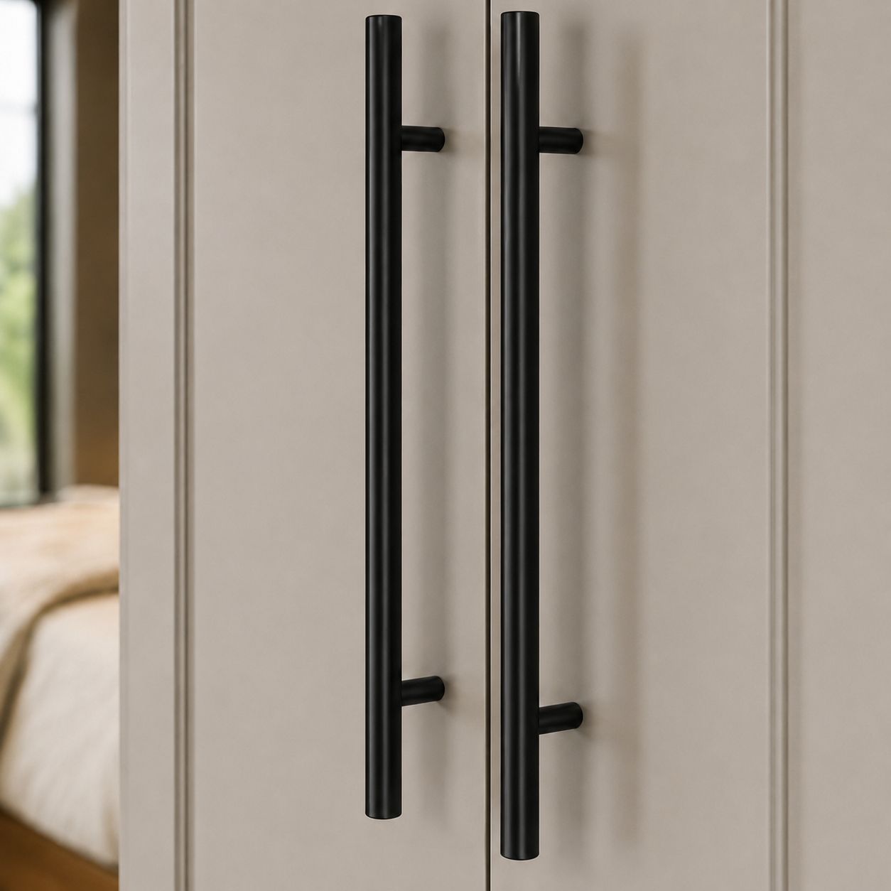 Puxador Armário Tubular Preto Fosco 128mmAço InoxPremium Kit