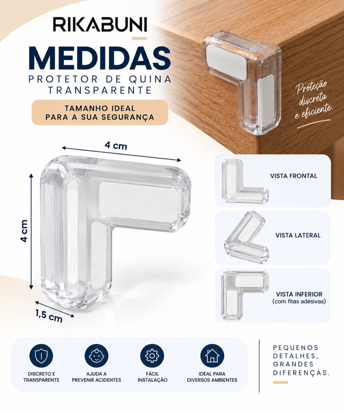 Protetor Quina Silicone Transparente Bebê Mesa Móveis