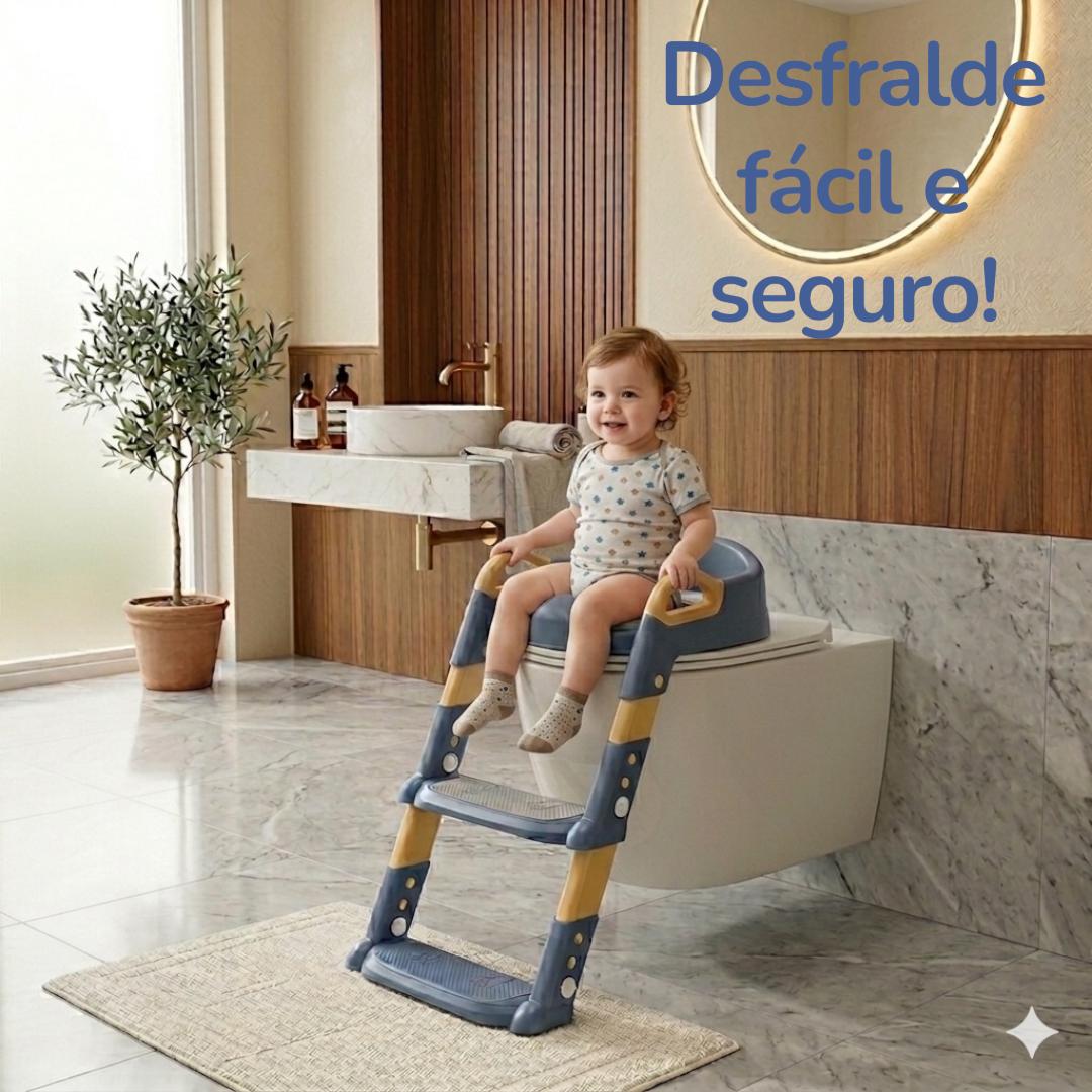 Kit Assento Redutor Infantil + Toalha Capuz Azul Macio