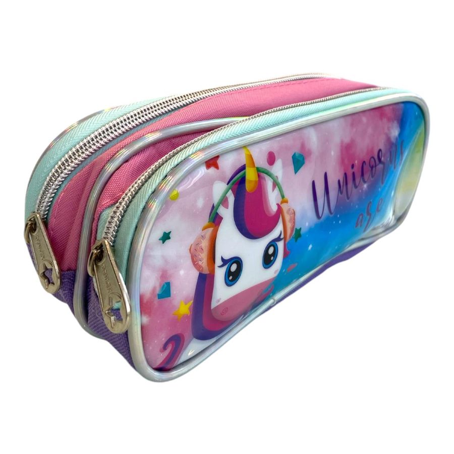 Kit Mochila Rodinhas infantil Unicórnio Colorido Pop It