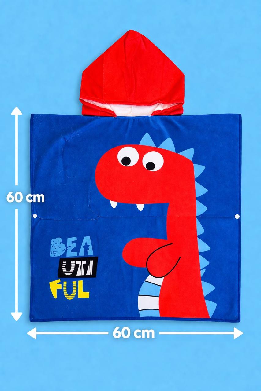 Toalha Infantil Com Capuz Banho Praia Piscina 60x120cm Macia