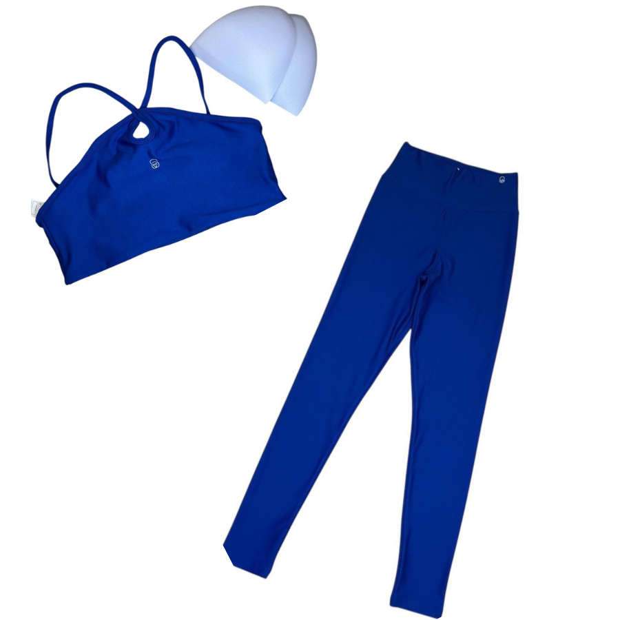 Conjunto Fitness Feminino com Legging e Top Alça V c/ Bojo Removível, Suplex Power, Zero Transparência, para Academia