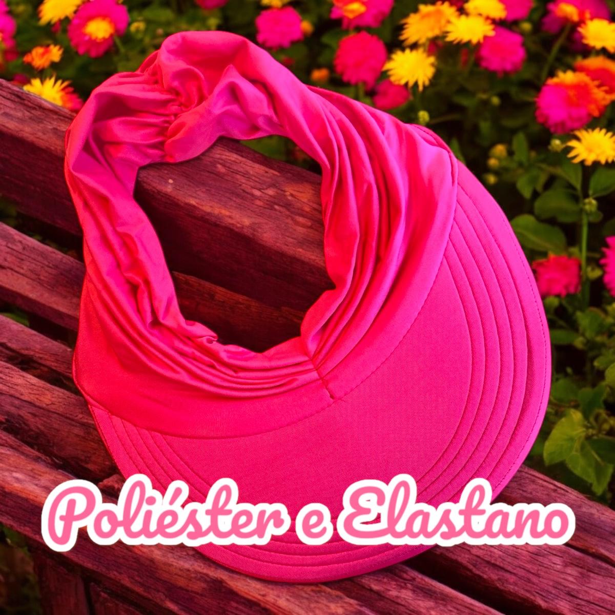 Chapéu de Palha Sintética Feminino Dobrável com Laço Decorativo + Viseira Turbante Feminina com FPS50 Rosa - RIKABUNI
