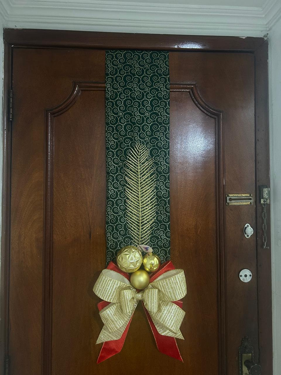 Escapulário de Natal Fita Decorativa de Tecido e Laço de Veludo Luxuoso para Porta Feito à Mão - RIKABUNI