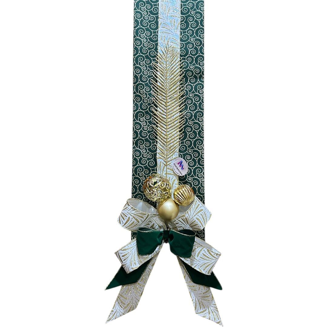 Escapulário Natalino de Luxo Verde, Tecido Premium, Laços em Veludo e Decoração Diferente em Cada Ponta - RIKABUNI