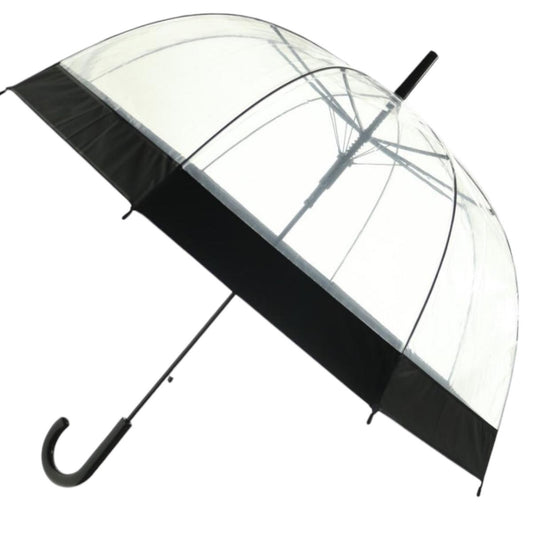 Guarda-Chuva Transparente Com Borda Colorida Bengala Abertura Automática