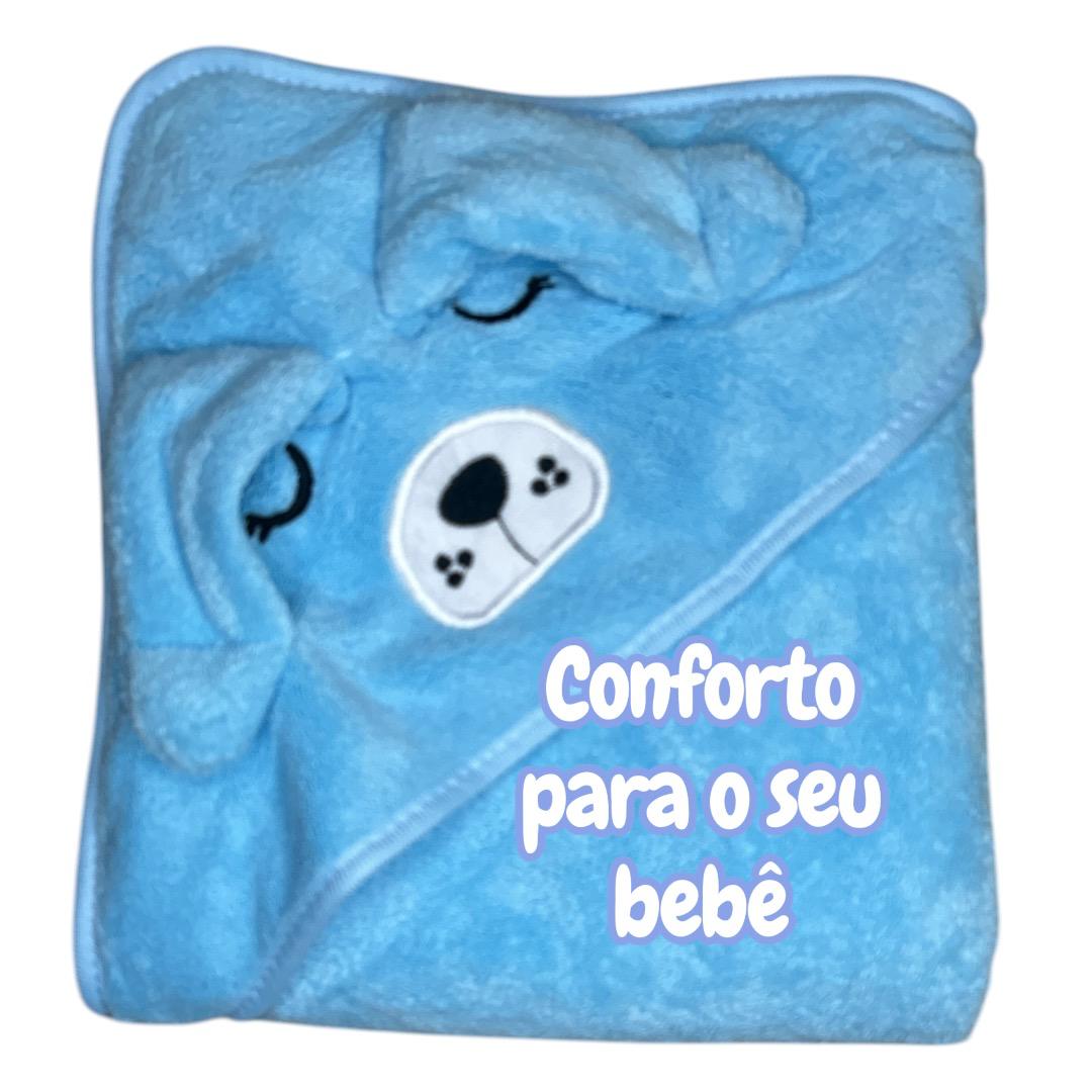Toalha Banho Infantil Bebê Capuz Forrada Bichinhos RN Macia
