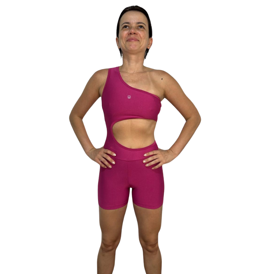 Macaquinho Fitness Feminino Suplex Power Alta Compressão Zero Transparência para Academia com Bojo Removível.