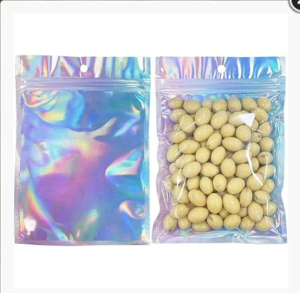 Saco Holográfico Zip Lock 8x13 cm Kit 25 ou 50 Unidades