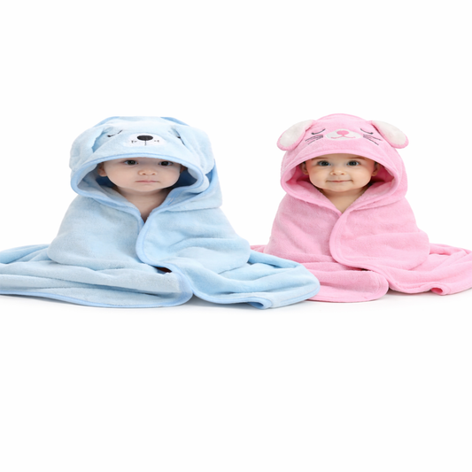 Toalha Banho Infantil Bebê Capuz Forrada Bichinhos RN Macia