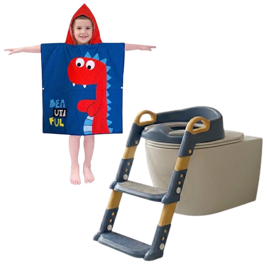 Kit Assento Redutor Infantil + Toalha Capuz Azul Macio