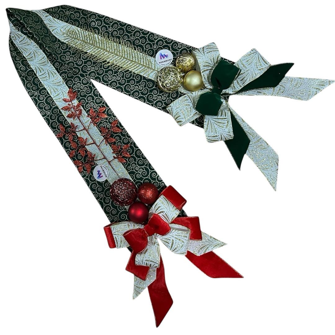 Escapulário Natalino de Luxo Verde, Tecido Premium, Laços em Veludo e Decoração Diferente em Cada Ponta - RIKABUNI