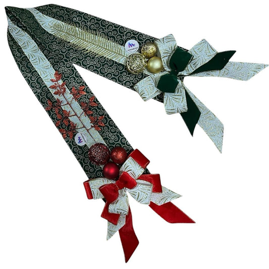 Escapulário Natalino de Luxo Verde, Tecido Premium, Laços em Veludo e Decoração Diferente em Cada Ponta - RIKABUNI