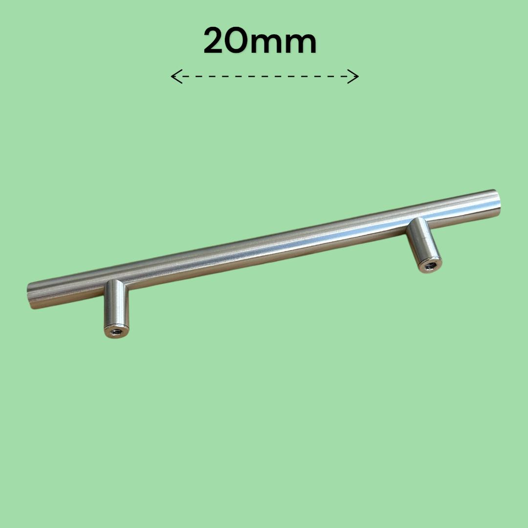 Kit c/4 Puxadores para móveis e gavetas 20 cm Estilo Minimalista Aço Inoxidável Acabamento Prata