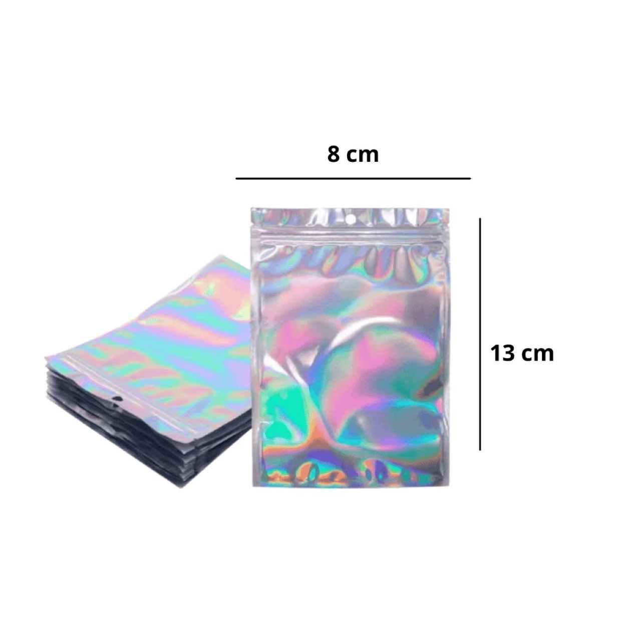 Saco Holográfico Zip Lock 8x13 cm Kit 25 ou 50 Unidades