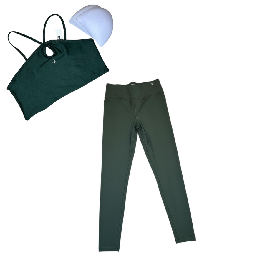 Conjunto Fitness Feminino com Legging e Top Alça V c/ Bojo Removível, Suplex Power, Zero Transparência, para Academia