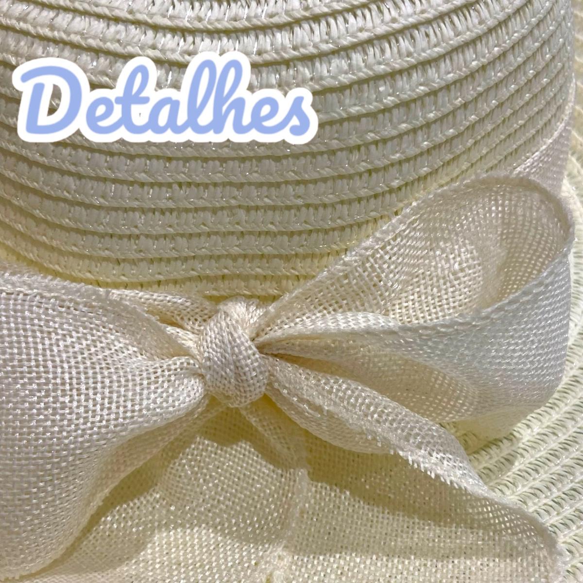 Chapéu de Palha Sintética Feminino Dobrável com Laço Decorativo Estilo Clássico + Viseira Turbante Feminina com FPS50