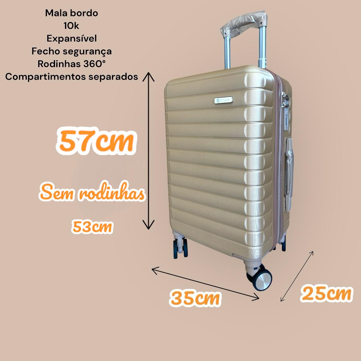 Mala Viagem De Bordo Rígida Rodas 360 Malas ABS 10kg P