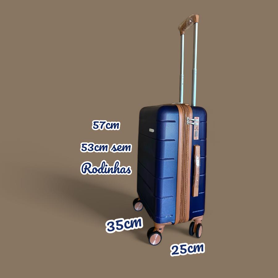 Mala de Viagem de Bordo Rígida com Rodas Duplas 360º 100%ABS