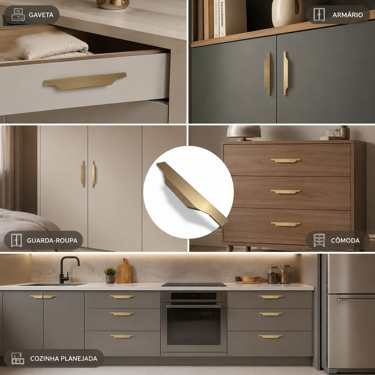 Puxador De Móveis Perfil Slim Bronze Fosco 160mm Kit 5 ou 10