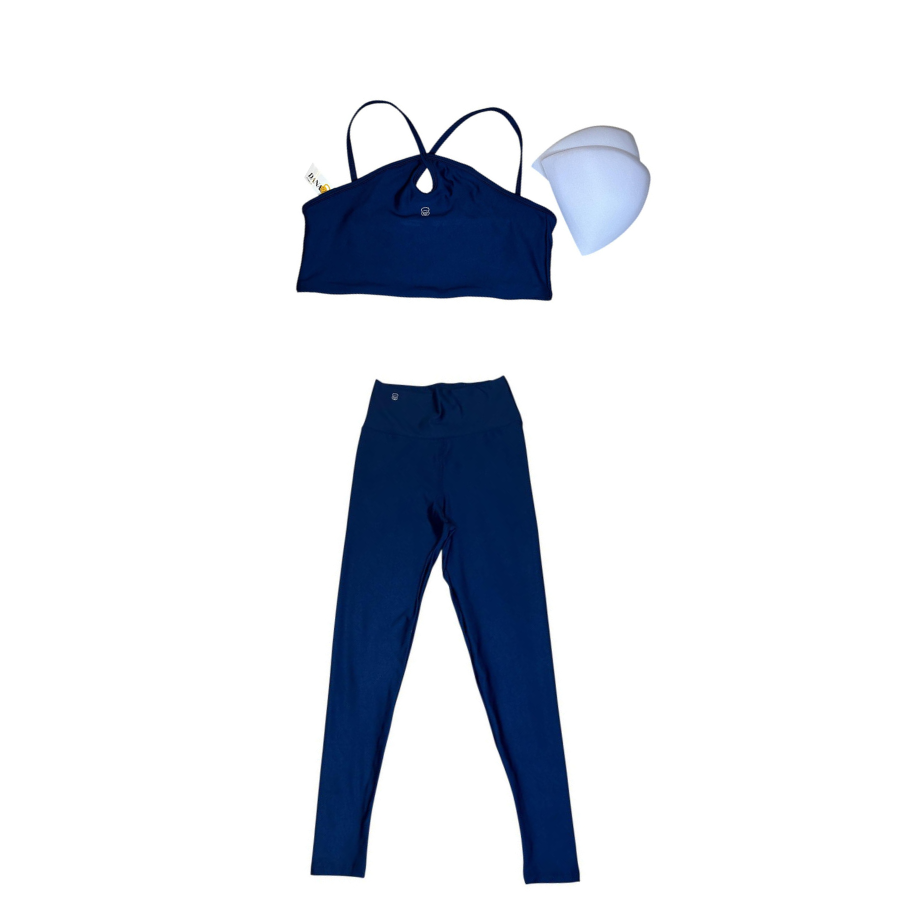 Conjunto Fitness Feminino com Legging e Top Alça V c/ Bojo Removível, Suplex Power, Zero Transparência, para Academia