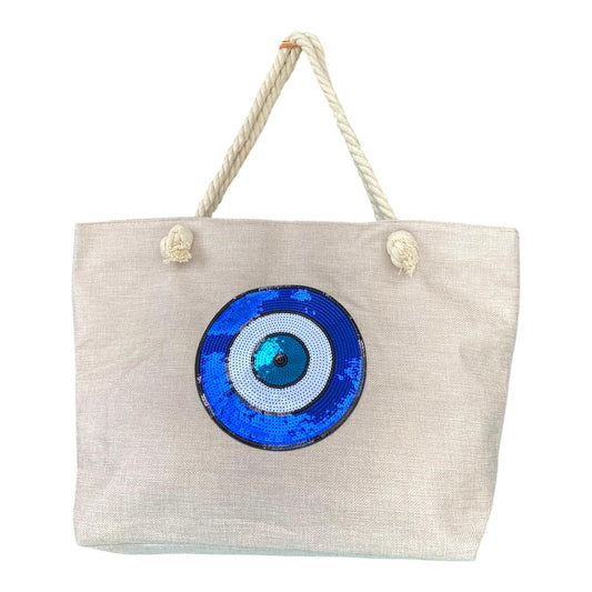 Bolsa de Praia Luxo feminina Olho Grego  com zíper e forro