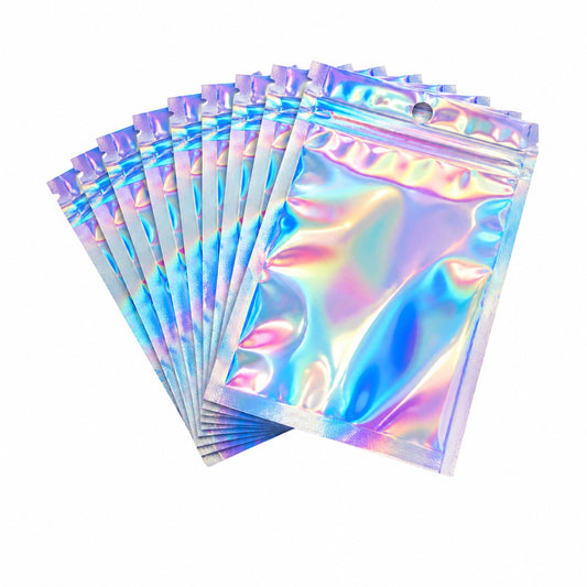 Saco Holográfico Zip Lock 8x13 cm Kit 25 ou 50 Unidades