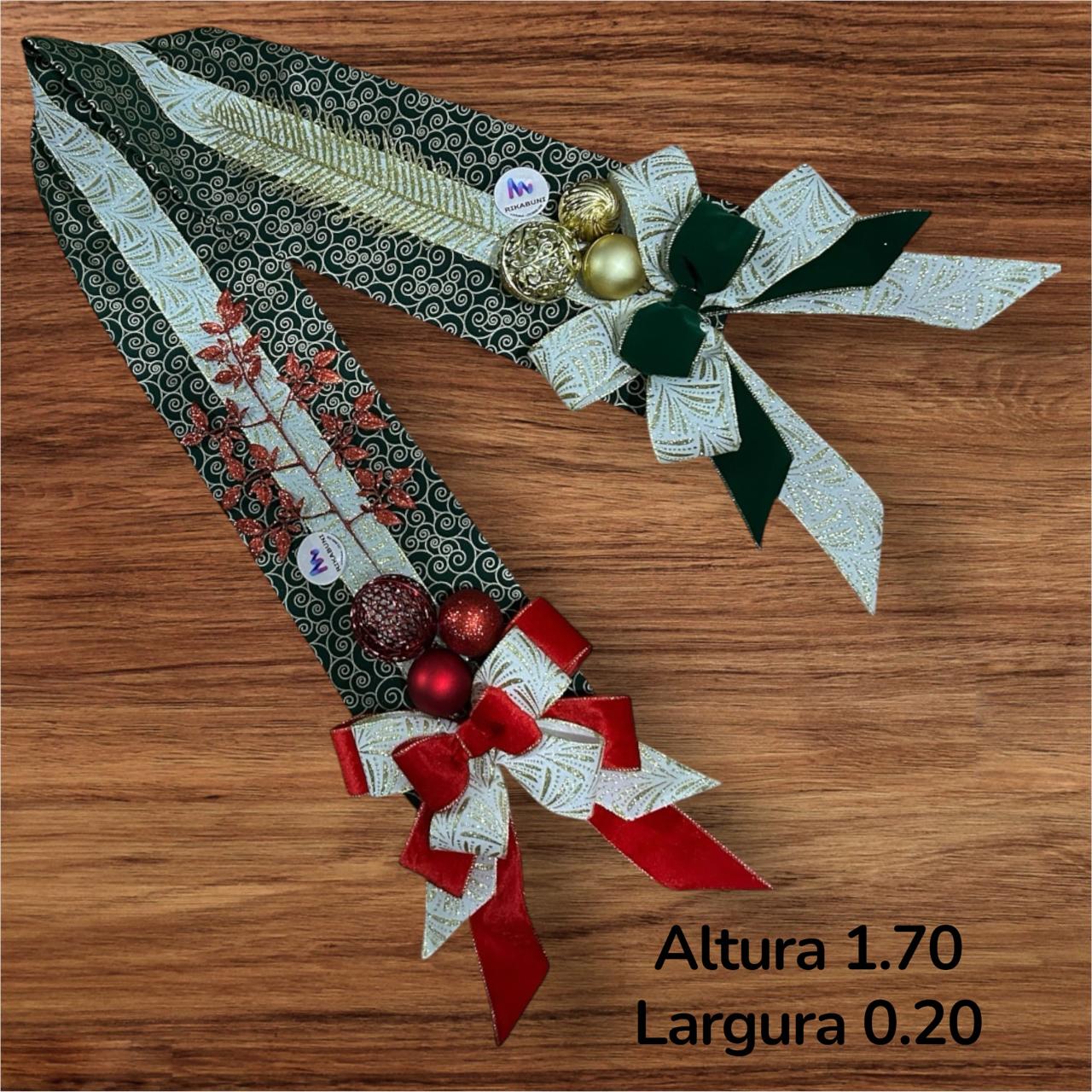 Escapulário Natalino de Luxo Verde, Tecido Premium, Laços em Veludo e Decoração Diferente em Cada Ponta - RIKABUNI