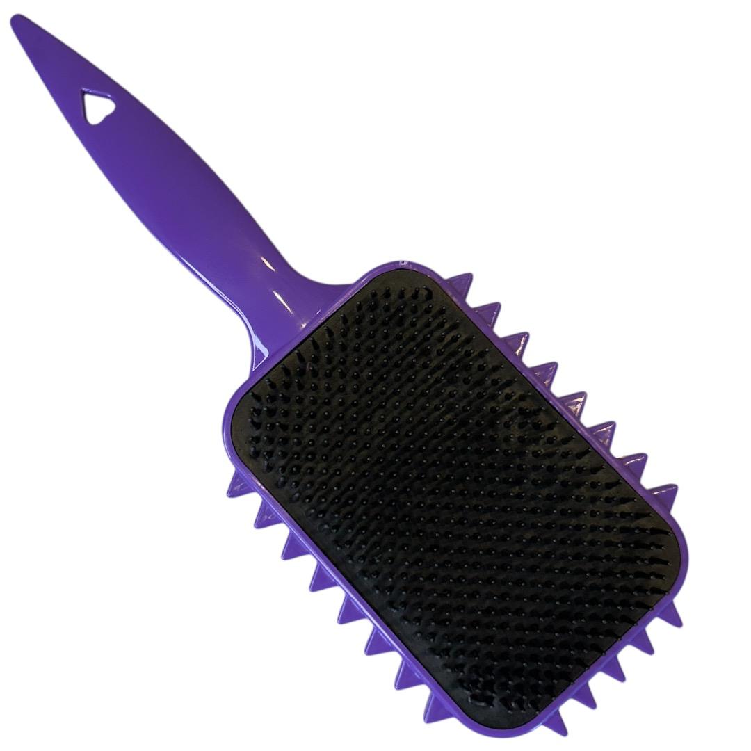 Escova Cabelo Raquete Modeladora Fitagem Cachos Roxa e Preto