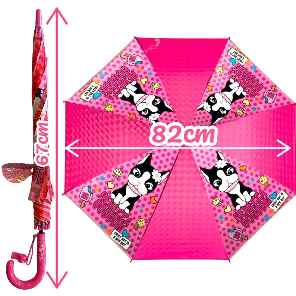 Kit Infantil de Guarda-Chuva e Capa de Chuva Rebecca Bonbon Rosa