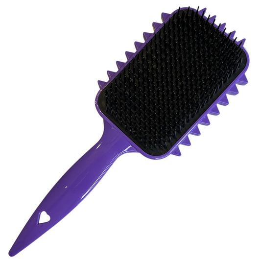 Escova Cabelo Raquete Modeladora Fitagem Cachos Roxa e Preto