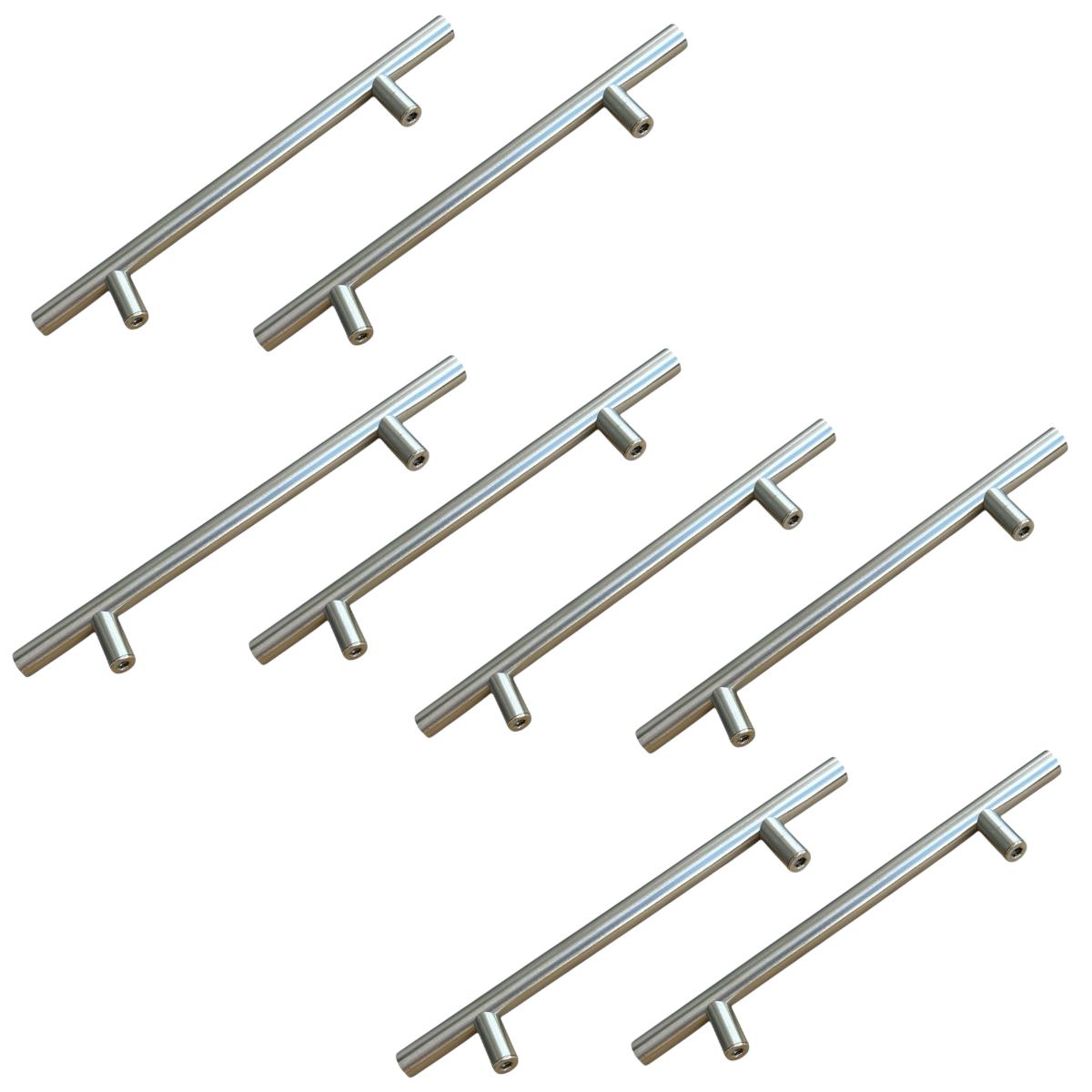 Puxador Armário Tubular Prata Fosco 192mmAço InoxPremium Kit