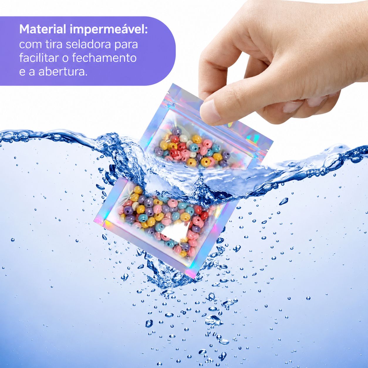 Saco Holográfico Zip Lock 8x13 cm Kit 25 ou 50 Unidades