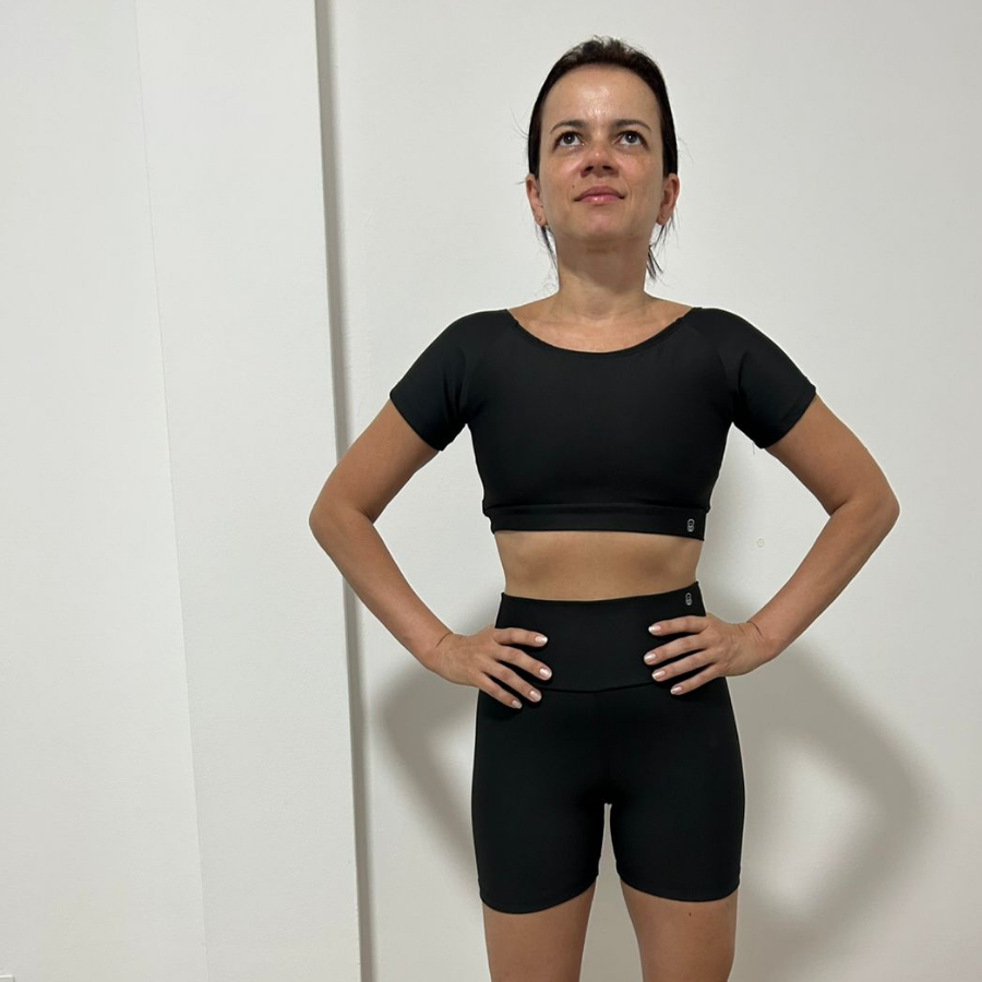 Conjunto Fitness Feminino Academia Top com Bojo Removível e Short, Suplex, Alta Compressão, Zero Transparência.