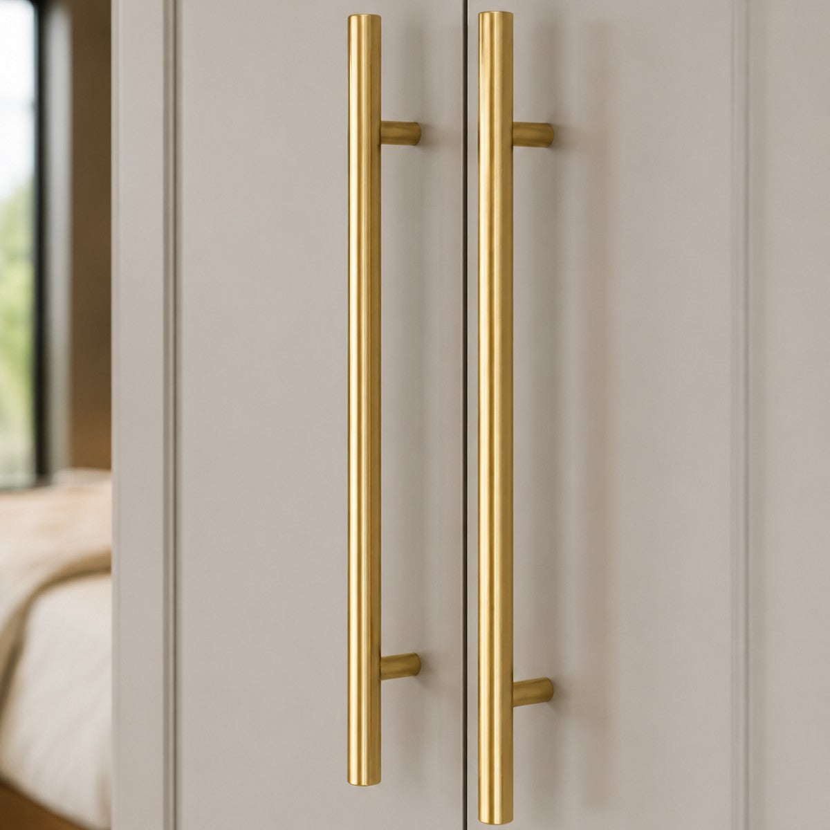 Kit Puxador Tubo Dourado  192mm Armário Gaveta Cozinha Luxo