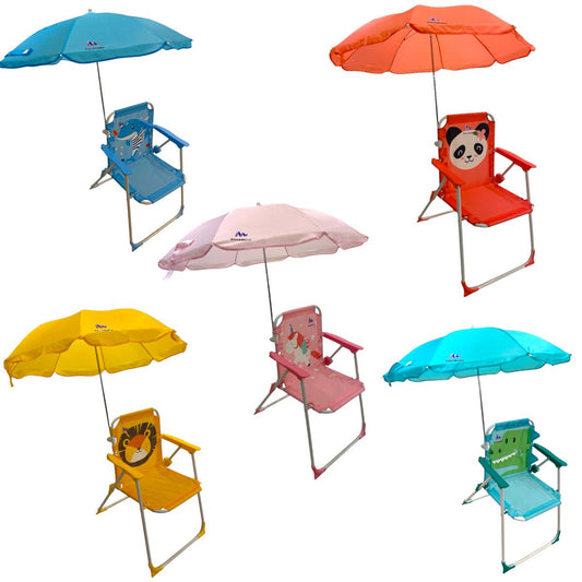 Cadeira de Praia e Jardim com Guarda Sol Infantil - RIKABUNI