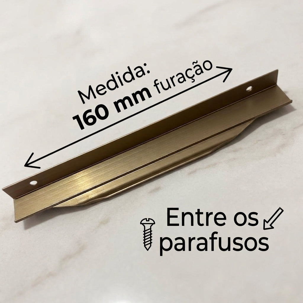 Puxador De Móveis Perfil Slim Bronze Fosco 160mm Kit 5 ou 10