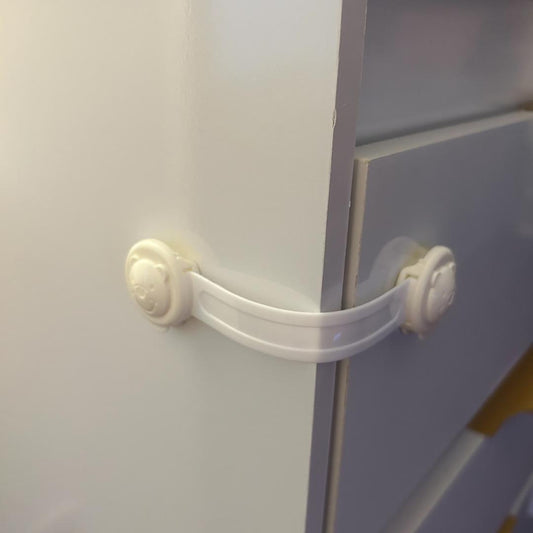 Travas de Segurança para Portas e Gavetas, Proteção para Bebê, Branco, Kit com 10 Unidades