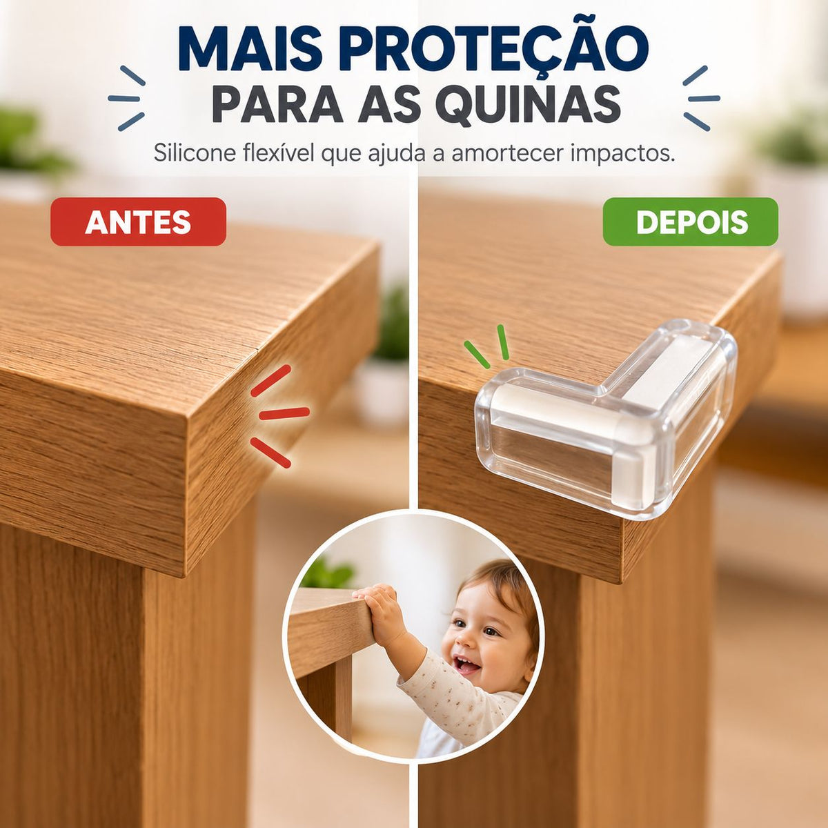 05 Protetor Quina Silicone Transparente Bebê Mesa Móveis