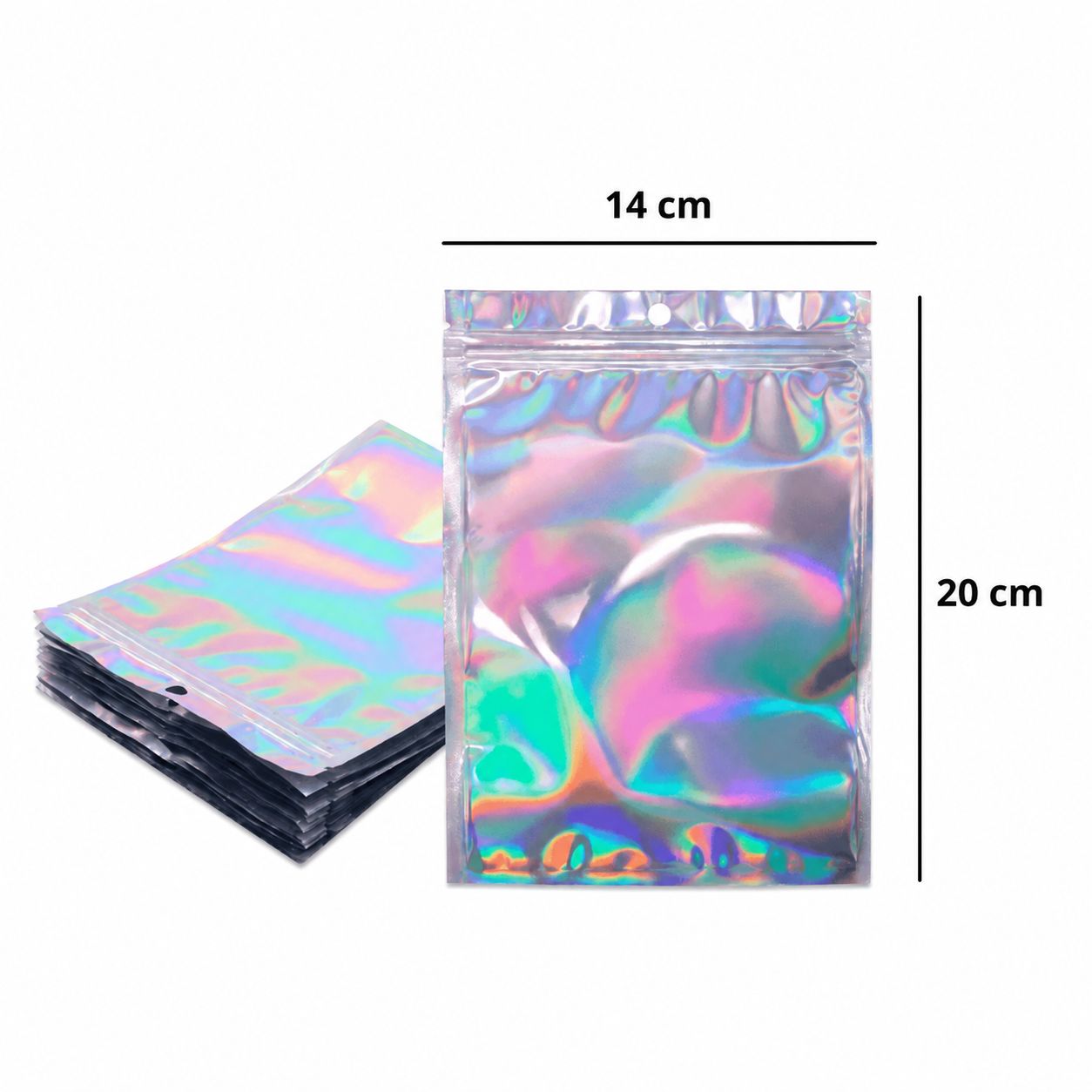 100 Sacos Holográficos Zip Lock Metalizado Transparente Luxo