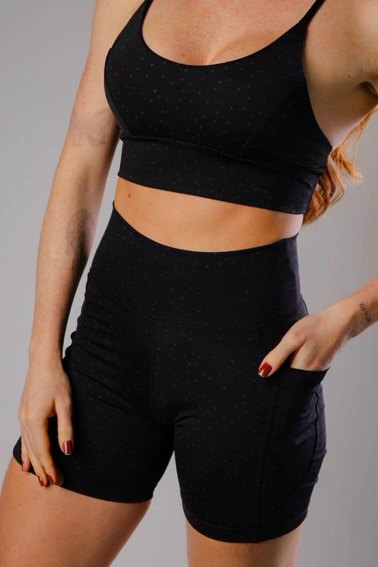 Conjunto Fitness Feminino  Academia Top Nadador e Short com Bolso Não Marca Zero Transferência Preto -  P