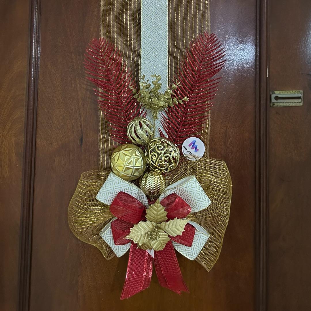 Escapulário de Porta Fita Decorativa de Natal, Dourado e Vermelho  - RIKABUNI