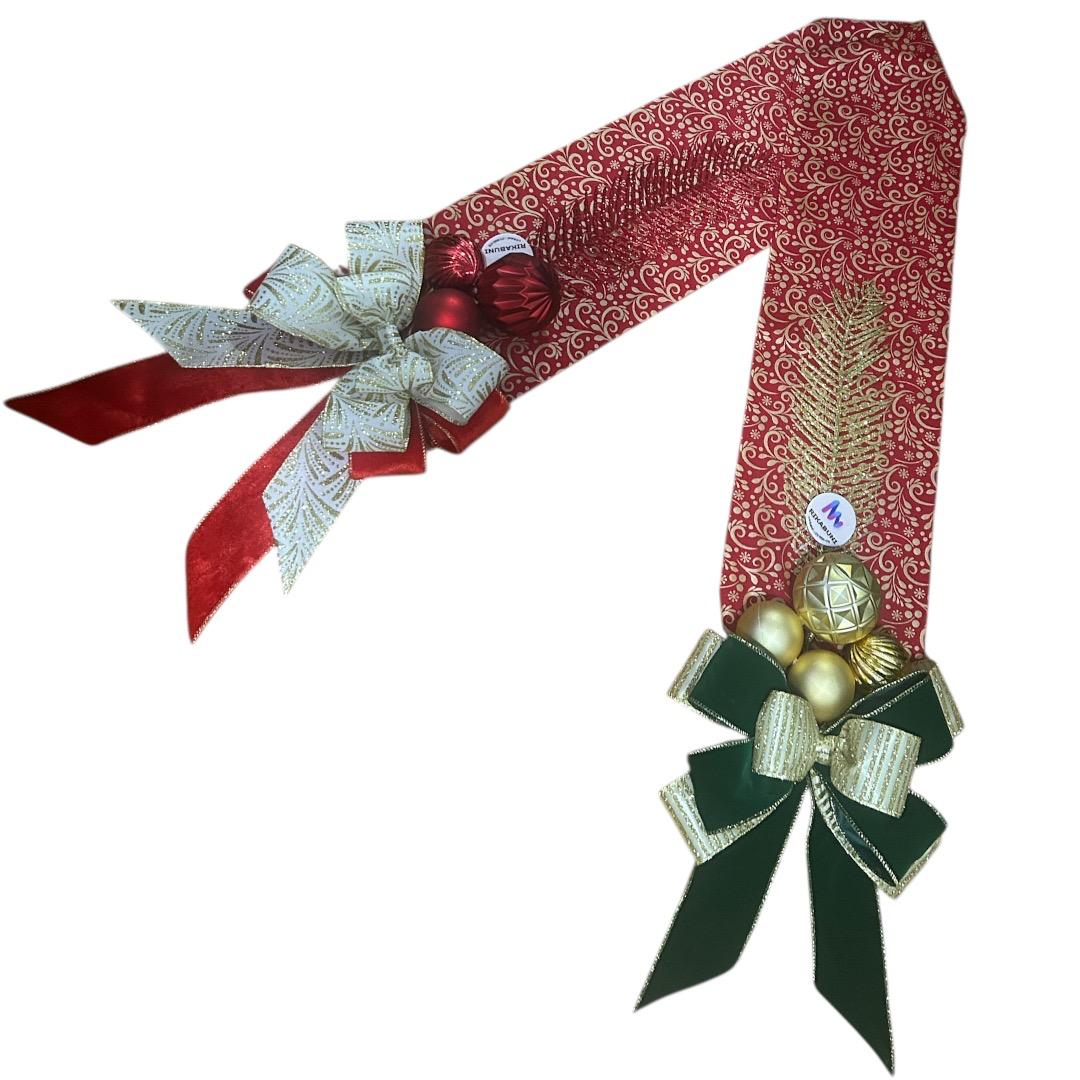 Escapulário de Natal Luxo em Tecido Premium  Laços de Veludo e Decoração Diferente em Cada Ponta -RIKABUNI