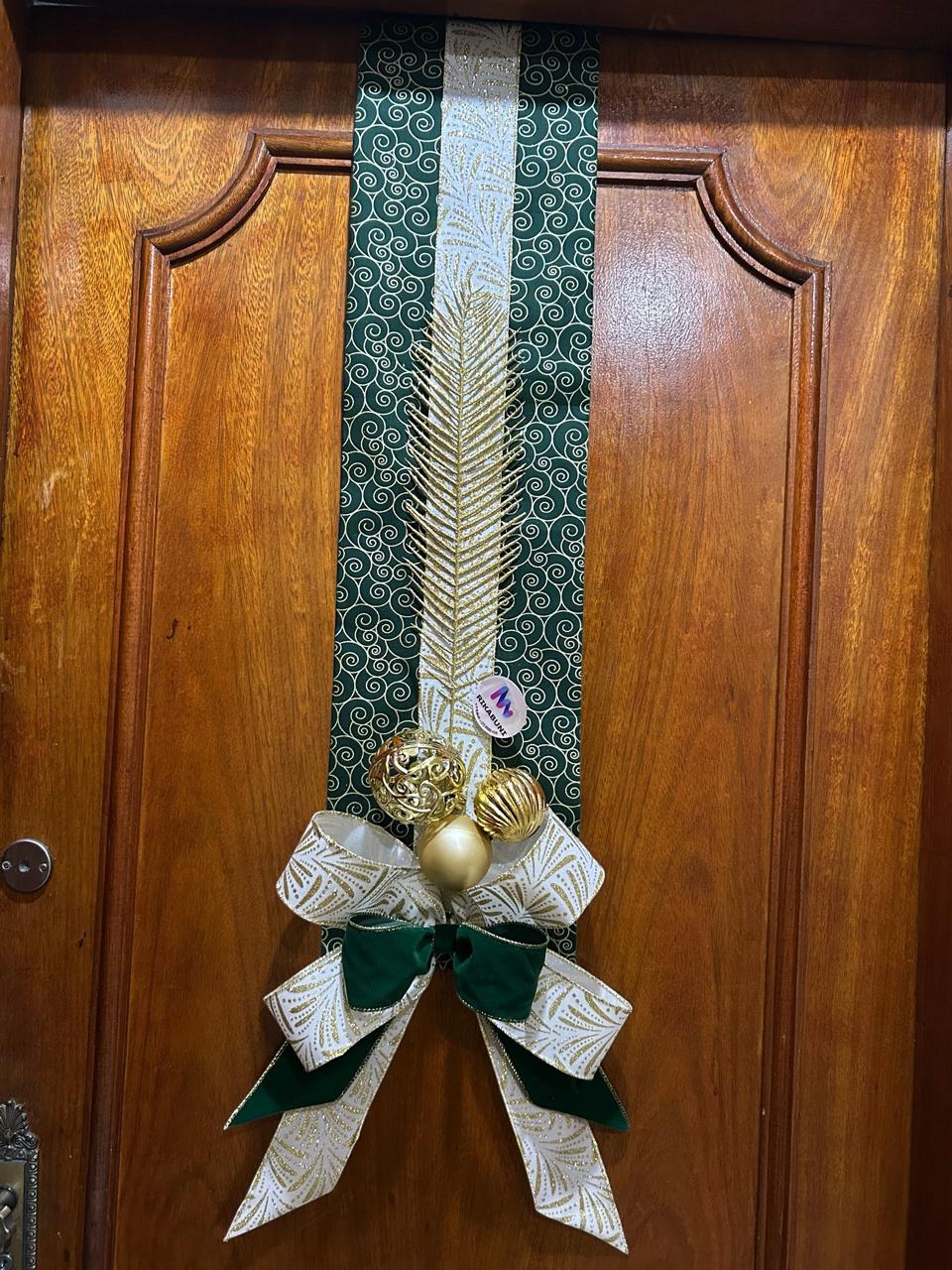 Escapulário Natalino de Luxo Verde, Tecido Premium, Laços em Veludo e Decoração Diferente em Cada Ponta - RIKABUNI