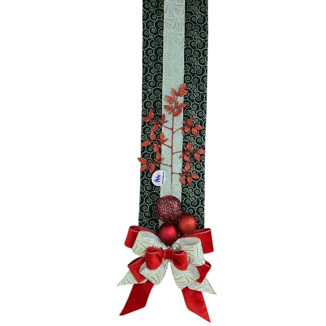 Escapulário Natalino de Luxo Verde, Tecido Premium, Laços em Veludo e Decoração Diferente em Cada Ponta - RIKABUNI