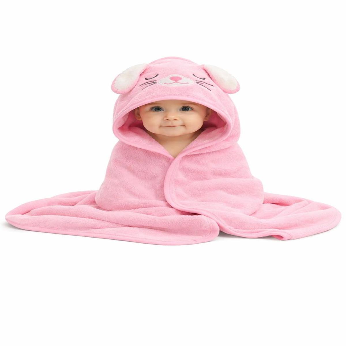 Toalha Banho Infantil Bebê Capuz Forrada Bichinhos RN Macia