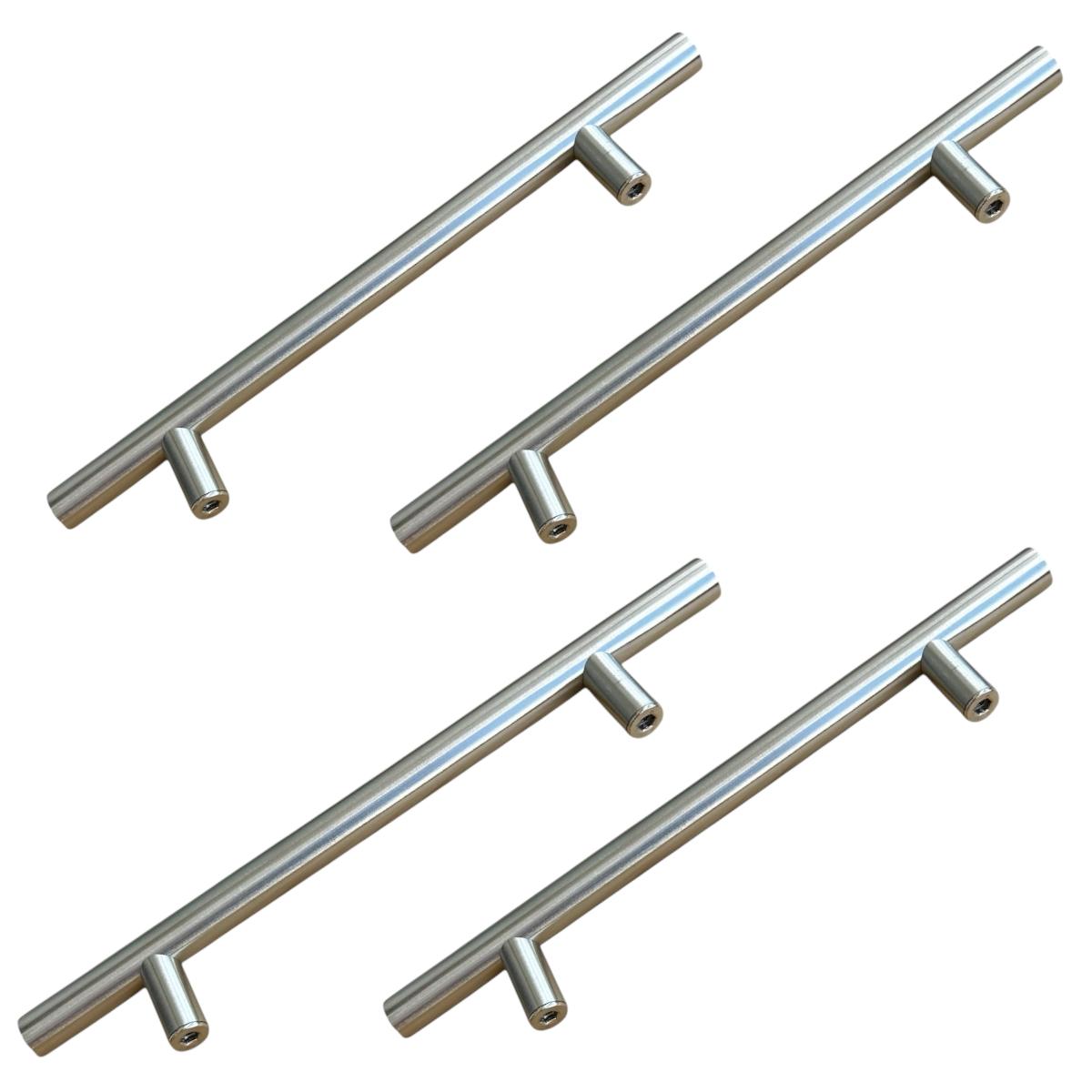Puxador Armário Tubular Prata Fosco 192mmAço InoxPremium Kit