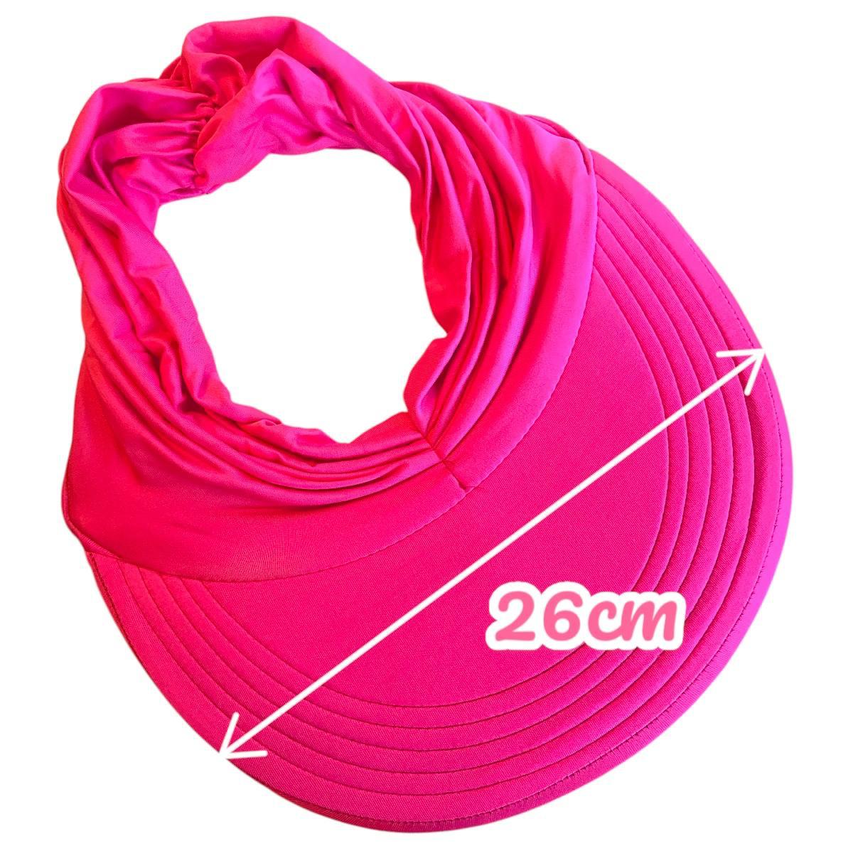 Chapéu de Palha Sintética Feminino Dobrável com Laço Decorativo + Viseira Turbante Feminina com FPS50 Rosa - RIKABUNI