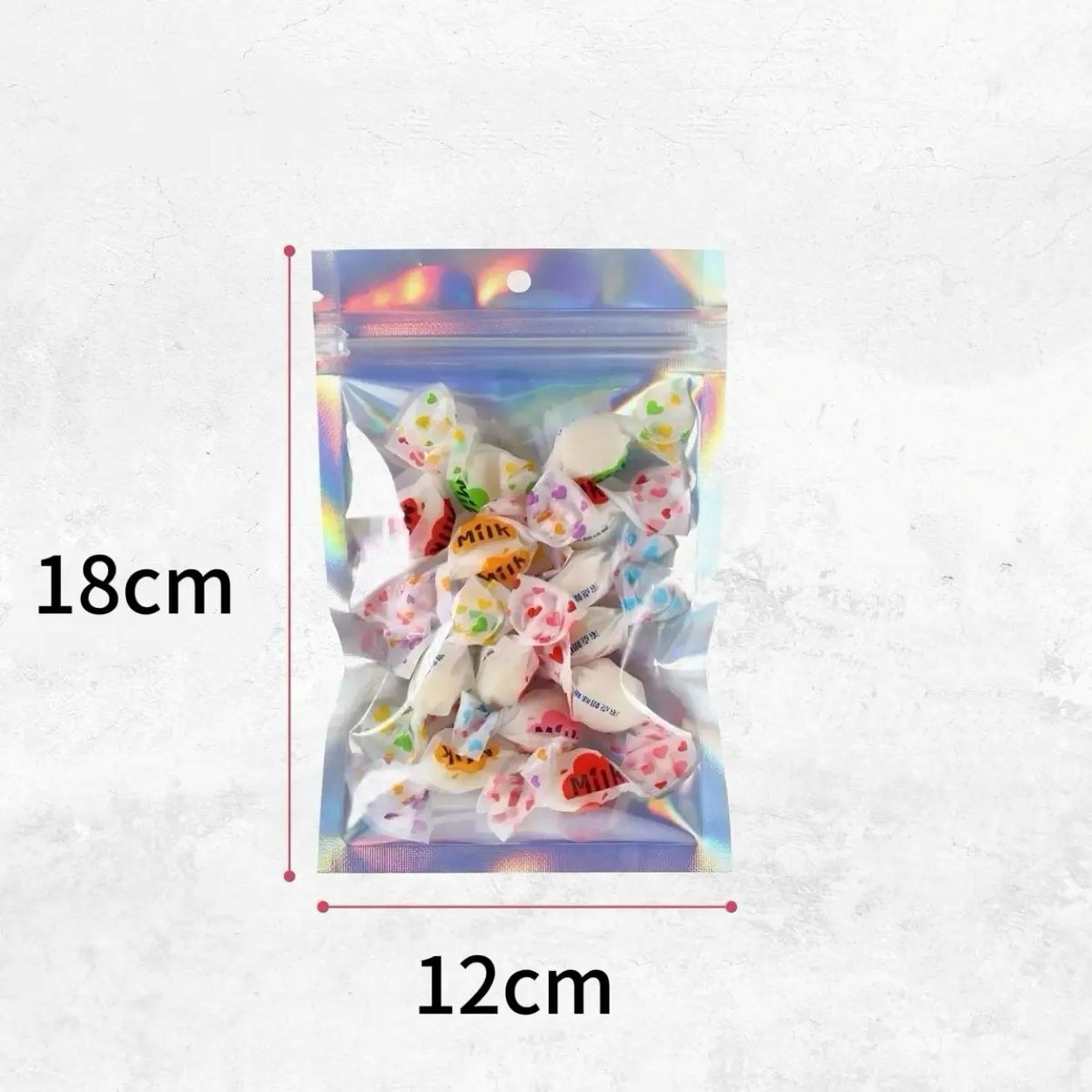 100 Sacos Holográficos Zip Lock Metalizado Transparente Luxo